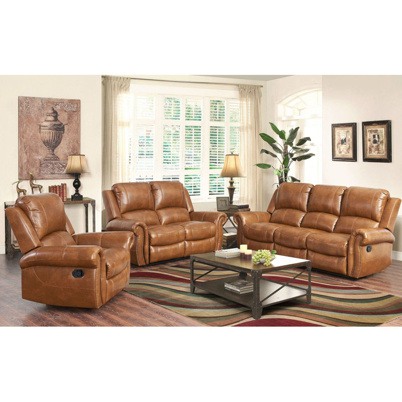 Darby Home Co Vanhoy Piece Vegan Leather Reclining Living Room Set